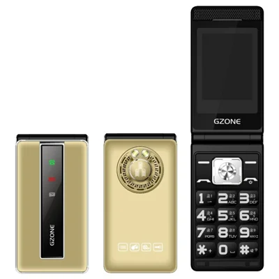 N69 Dual Screen Flip Phone 2G Long Standby Large Battery Big Speaker Mobile Phone - Gold