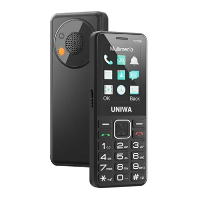 UNIWA V2000 2,4 Polegadas Telefone de Barra 4G Dual SIM em Espera Dupla - Preto