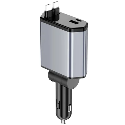 Bulk Purchasing 95W Car Charger 3 USB-C + 1 USB-A with Retractable Cables PD  /  QC Fast Charging For Phone  /  Tablet - Black