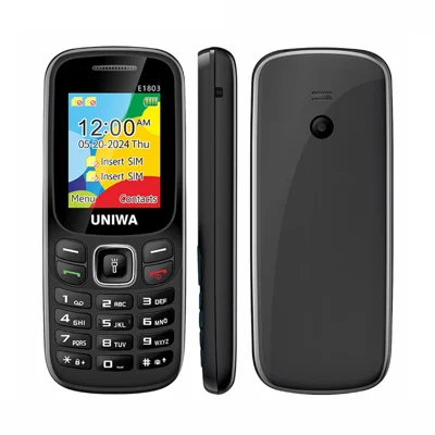 UNIWA E1803 Dual SIM Dual Standby 2G Feature Phone med fysisk tastatur, LED-lygte og kamera - Sort