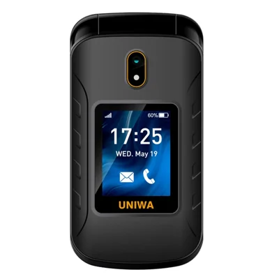 UNIWA V909T Single SIM 2.8/1.77 inch Flip Phone 2250mAh Battery 4G Cellphone with Rear Camera - Black
