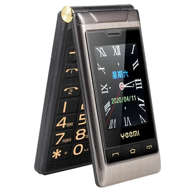 YEEMI G10-C Dual SIM 2.8/2.4 inch Dual Screen Flip Phone 1800mAh Battery 2G Cellphone with Rear Camera - Grey