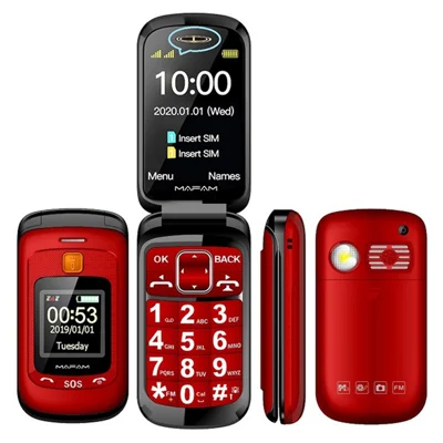 MAFAM F899 GSM 2G Flip Mini Cell Phone 2800mAh Battery Pocket Portable Big Button Mobile Phone Gift for Kid and Elderly - Red