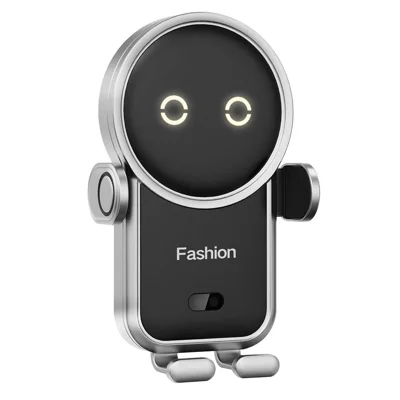 S20 Cute Astronaut Design Wireless Car Charger 15W Fast Charging Car Phone Holder Smart IR Sensor Auto-Clamping Phone Mount for Car Air Vent - White