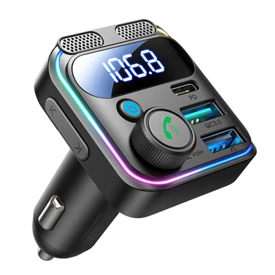 JOYROOM JR-CCB01 Dual-Mikrofon Bluetooth-kompatibler Freisprechanruf-Musik-Player 48 W Auto-Schnellladegerät FM-Sender