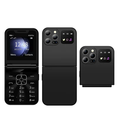 SERVO A50 Pro Dual SIM Flip 2G Bar Phone for Seniors - Black / Language 1