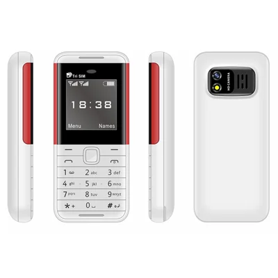 BM5310 1.33-Inch Mini Triple SIM Standby Bar Phone Portable 2G Cell Phone - White / Red