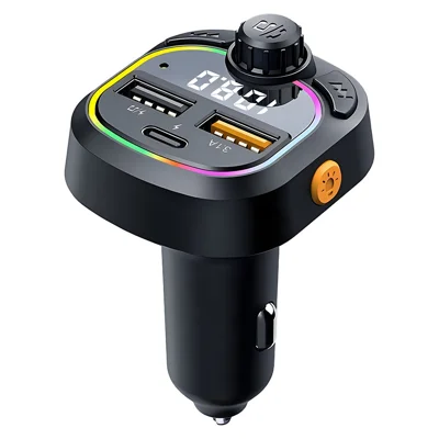 C6 Digital Display FM Car Bluetooth-compatible Transmitter Type-C+2 USB Fast Charger Audio MP3 Player