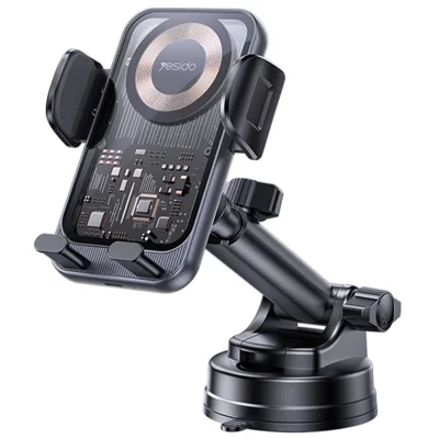 YESIDO C307 Phone Holder Stand 15W Wireless Charger Car Dashboard Suction Cup Bracket Auto Clamping