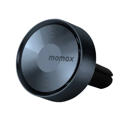 MOMAX 1-Car Relaxaire Car Air Vent Freshener Aluminum Alloy Aromatherapy Diffuser with 4 Fragrance Pads - Dark Grey