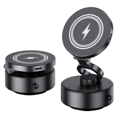 D1 Electric Vacuum Suction Multi Angle Rotating Car Phone Holder 15W Wireless Charging Magnetic Mount for Smartphones