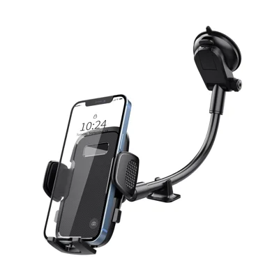 ML219 Car Suction Cup Phone Mount with Gooseneck Long Arm Mobile Holders for Dashboard, Windshield - Black