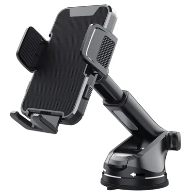 ML236 Car Phone Holder 360 Degree Rotation Extendable Suction Cup Mobile Mount for Windshield Dashboard - Black