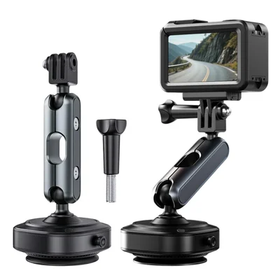 DJ-1 Electric Vacuum Suction Cup Car Camera Mount 360 Degree Adjustable Aluminum Alloy Action Camera Bracket