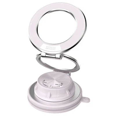M16 Car Phone Mount Holder 3-Fold Rotatable Magnetic Phone Mount with Vacuum Suction Dashboard Navigation Stand - White