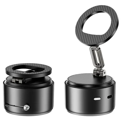 HONNOBE Supporto Magnetico per Telefono in Lega di Zinco A5 con Altoparlante Bluetooth, Supporto Girevole con Suono Avvolgente a 360° - Nero