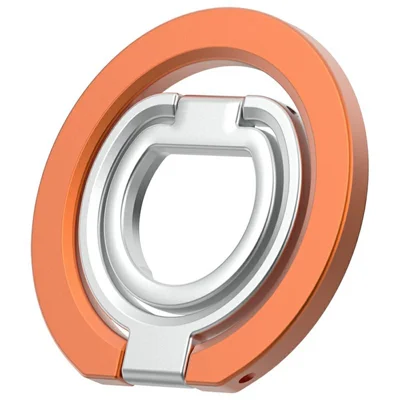 Multi-Functional Magnetic Phone Holder 360 Degree Rotation Foldable Grip Ring Kickstand - Orange