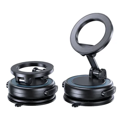 REMAX RM-C61 One Touch Locking Magnetic Car Mount Rotating Vacuum Suction Cup Phone Holder - Black