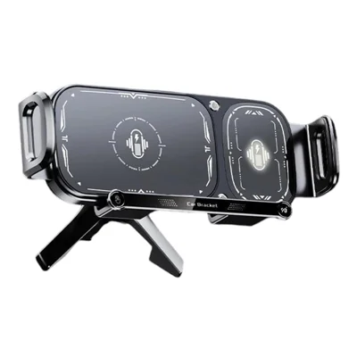 Q7S Caricabatterie Wireless 15W per Auto con Chiusura Automatica e Rotazione di 90 Gradi, Supporto per Telefono da Bocchetta dell'Aria, Compatibile con Telefoni Piegevoli - Grigio