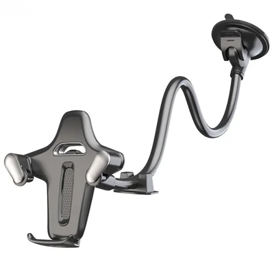 X034 Gooseneck Car Phone Mount Suction Cup Windshield Dashboard Holder Flexible Long Arm 360 Degree Adjustable Mobile Holder for 4.7-7.2 Inch Phones - Grey