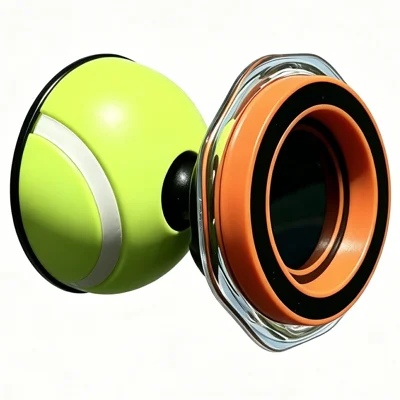 WQ-02 Phone Holder Tennis Ball Style Mount for Chain Link Fence 360 Degree Rotation Sports Court Phone Clamp Bracket - Green  /  Orange