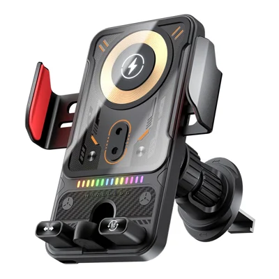 F19 Wireless Car Charger Air Vent Mount Dual Motor 15W Fast Charging Auto Clamping Magnetic Phone Holder