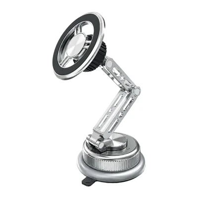 CX-08 Vacuum Suction Phone Holder 360 Degree Rotating Foldable Magnetic Mount for Dashboard - Silver