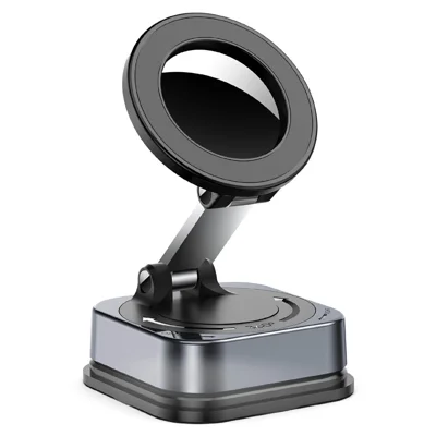 Magnetic Car Phone Mount 360° Rotation Anti Shake Vacuum Suction PC+ABS+TPU Stand Holder for Car Dashboard Window Office Desk - Round