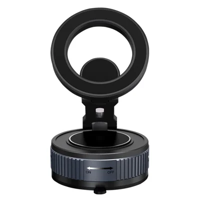 ML252 Car Phone Mount N52 Magnet 18N Hold Max 7kg Load 360 Degree Rotation AB-Axis, 3-Axis Adjustable Foldable Suction Cup Holder - Black