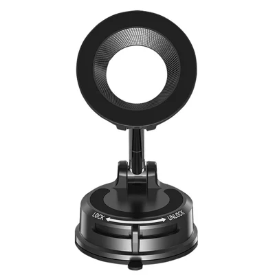 ML257 Vacuum Suction Phone Mount 18N Magnetic Force, 360 Degree Joint, Foldable Navigation Holder for Cars - Black