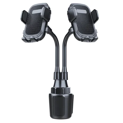 Universal Dual Head Flexible Rod Car Cup Holder Mobile Phone Stand 360 Degrees Rotating Bracket
