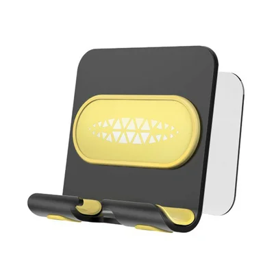 B10 Wall Mount Phone Holder Punch-free Bathroom Adjustable Angle Tablet Stand - Black+Yellow