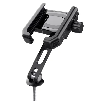 QX-24 Bike Stem Phone Holder Bicycle Stem Mount Aluminum Alloy+ABS Mobile Phone Bracket - Black