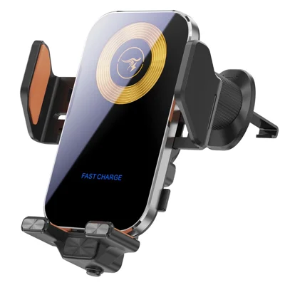 X15 Car Air Vent Cell Phone Mount Holder Wireless Charger Mobile Phone Bracket - Silver