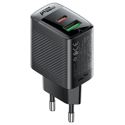 ACEFAST A98 PD 30W GaN Wall Charger Type-C+USB-A EU Plug Charger Block, EU Plug