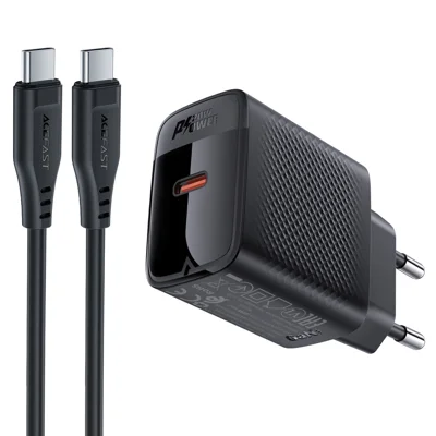 ACEFAST A82 PD 20W GaN Single USB-C Charger Set (P5) with 1.2m Type-C to Type-C Cable (EU Plug)