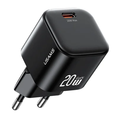 USAMS CC260 20W GaN Fast Charger Mini Power Adapter Type-C Port for Quick Charging - EU Plug