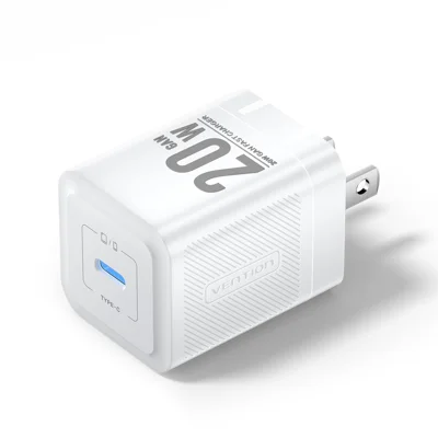 VENTION FEP Series US Plug 20W Fast Charging GaN Wall Charger Portable USB Power Adapter - White