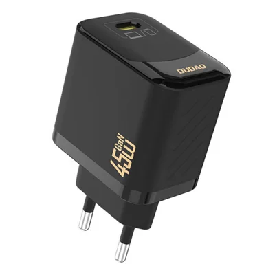 DUDAO A28 GaN Fast Charger PD 45W Type-C Single Port Travel Wall Adapter, EU Plug for Phone / Tablet - Black