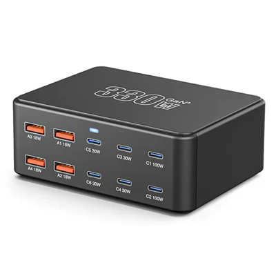 HW66 330W GaN Multi-Port Charger Digital Display PD Fast Charging Station for Phones/Tablets - EU Plug