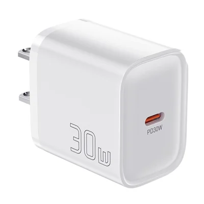 Carregador Rápido USB-C ESSAGER Max 30W PRO Chip Technology Adaptador de Energia Mini Travel Charging Plug - Branco / Plug EUA