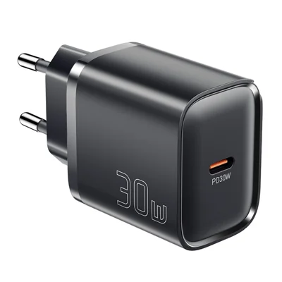 ESSAGER Max 30W USB-C Fast Charger PRO Chip Technology Power Adapter Mini Travel Charging Plug - Black  /  EU Plug