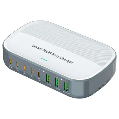 WLX-F8C 200W Desktop Charging Station 8-Port GaN USB-C PD 100W Charger Adapter for Laptops / Tablets / Phones Fast Charging Hub - US Plug