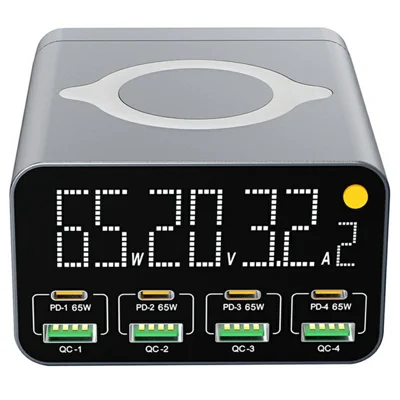 WLX-M3 9 i 1 80 W GaN-opladerstation PD QC hurtigopladerværg med trådløs oplader – US-stik
