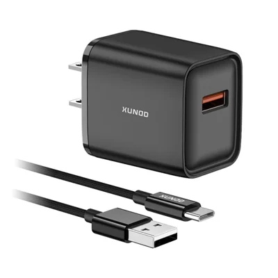 XUNDD XDCH-122 18W USB-A Fast Charger for Smartphone / Tablet QC 3.0 Power Adapter with USB-C Cable - US Plug
