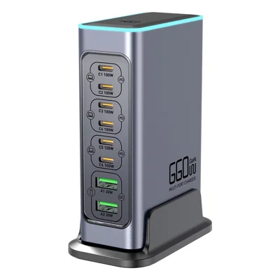 Настольная зарядная станция WLX-F8L USB-A + Type-C, 8 портов, быстрая зарядка, 660 Вт, GaN, вилка стандарта США