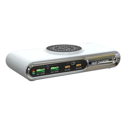 WLX-F9A Desktop Charging Station 72W Multi-Port Charger Wireless Charging Dock with RGB Ambient Light - US Plug