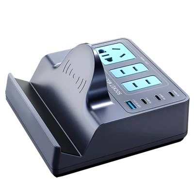 WLX-H12 140 واط شريط طاقة ذكي بشاحن لاسلكي GaN PD شاحن سريع محطة شحن متعددة المنافذ - قابس أمريكي