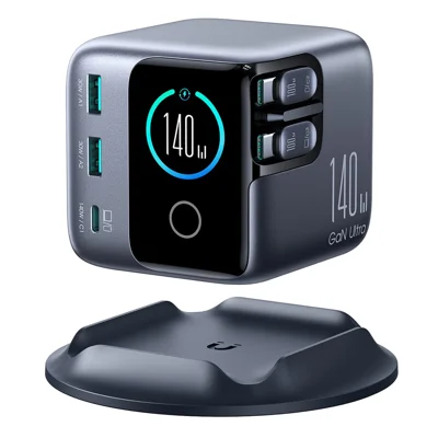 JOYROOM JR-TRD01 140W GaN-Ladegerät, 5-Port-Desktop-Schnellladestation mit einziehbaren Kabeln – EU-Stecker