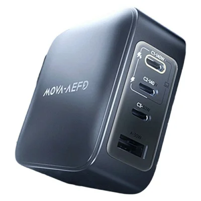 Bulk Purchasing MOVA-AEFD A1008 140W GaN Charger 3C1A Multi Port Fast Charging Adapter with Intelligent Power Distribution - Grey  /  US Plug